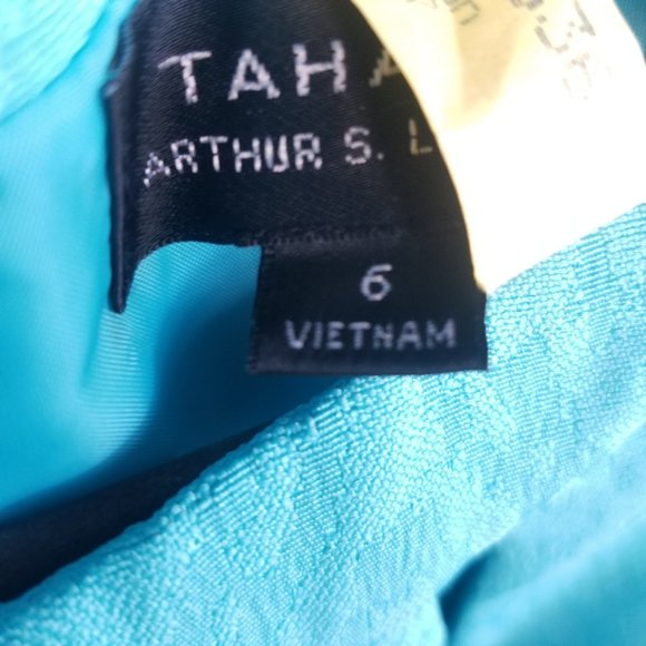 Tahari Arthur S. Levine Turquoise Blue Dress Women's Size 6 - Picture 10 of 16
